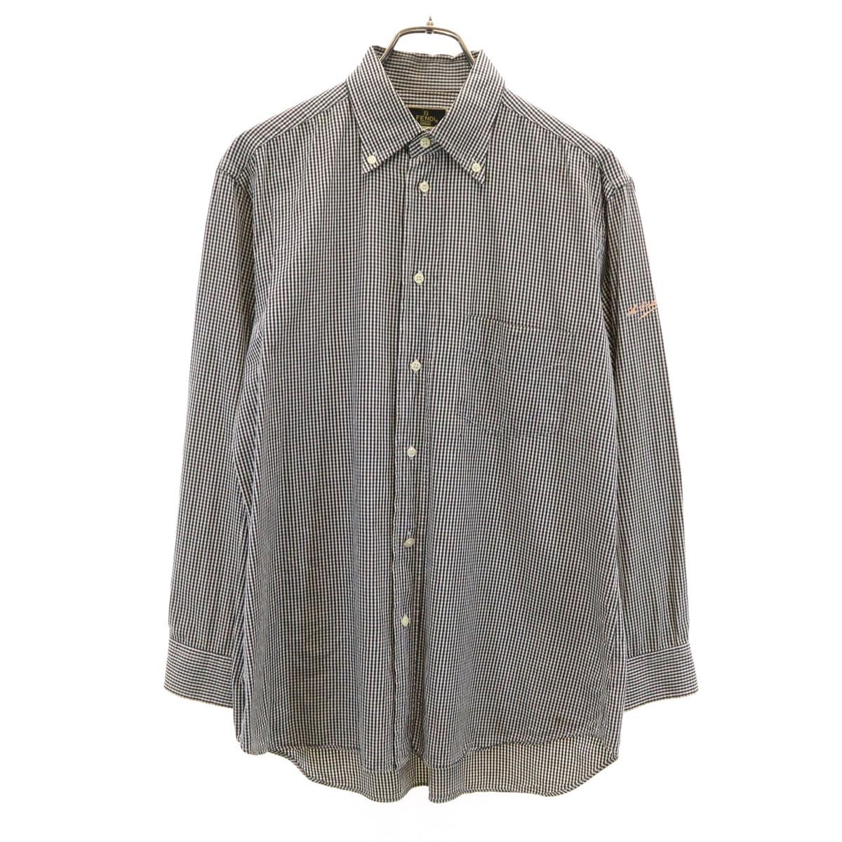 

FENDI Check Pattern Long sleeve Button down shirt 40 black Men s Used