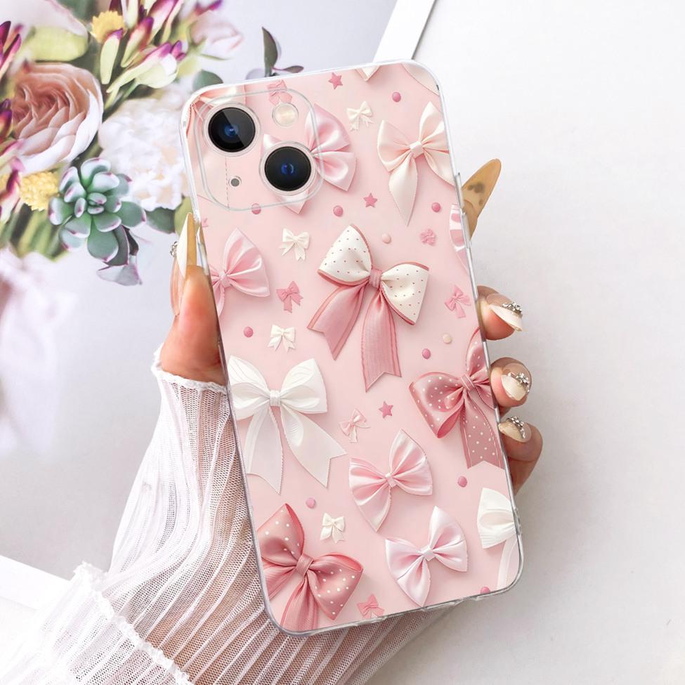 Transparent For iPhone 13 Case Cover Cute Cat Fashion Butterfly Funny Painted Casing A2633 A2482 A2631 A2634 A2635