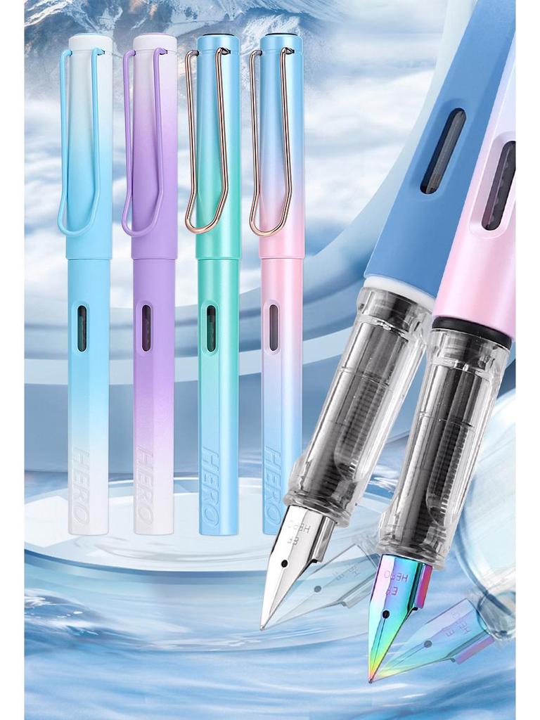 Penna stilografica HERO 1359 Schiuma Estiva - Cielo Stellato, Extra Fine per Studenti di Terza Elementare