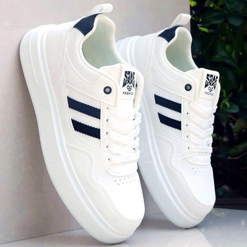 High-top men's shoes spring and autumn leather sneakers men's new casual little white shoes men's trend versatile board shoes