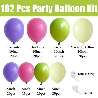 162PCS Multi-color Latex Balloon Set Suitable for Birthday Parties, Weddings, Valentine's Day Party Decoration