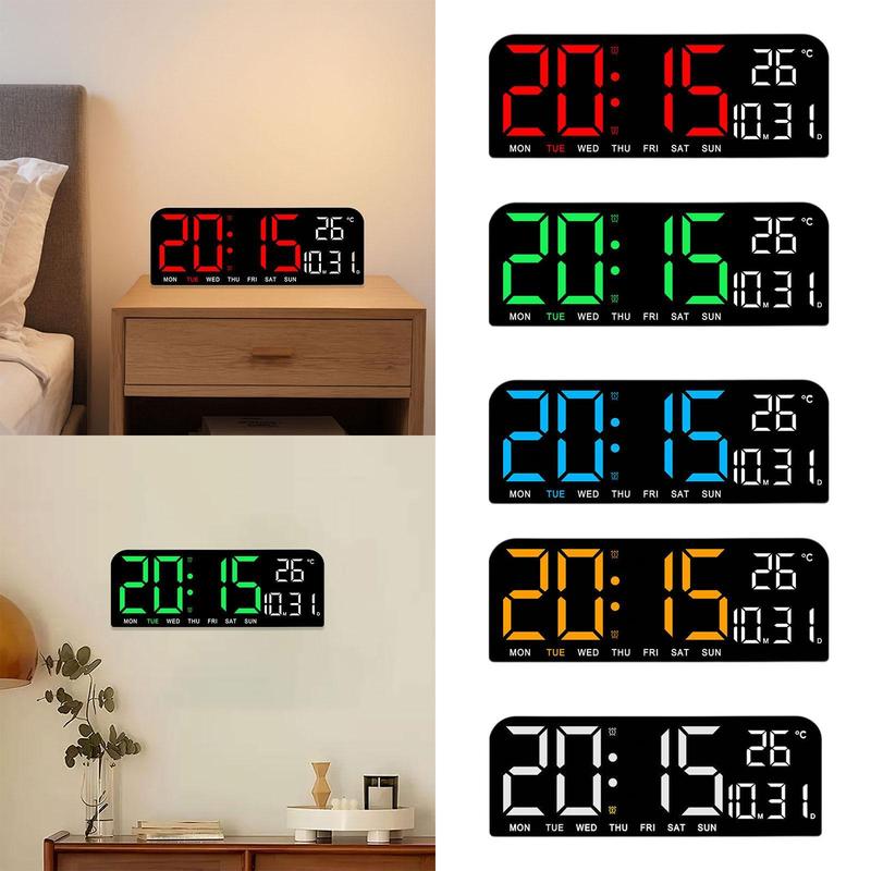 Digitals Wall Clock Modern Wall Mount Oversize LED Digital Clock Large LED Display for NightStand Office Gym Garage Home
