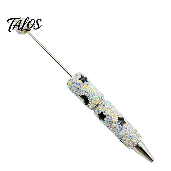 Comfortable Grip Beaded Pens Glitter Beadable Ballpoint Pen, Sparkly Rhinestone Star Moon Plastic DIY Handmade Gel Ink Pen for School Projects, Crafts