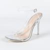 Fashion Sexy Transparent PVC Narrow Band High Heel Sandals Women Fashion Ankle Buckle Thin Heel Designer Shoes Elegant Party Dress Shoes