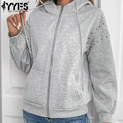 Women's Fashion Casual Solid Color Print Long Sleeve Hooded Hoodies & Sweatshirts
