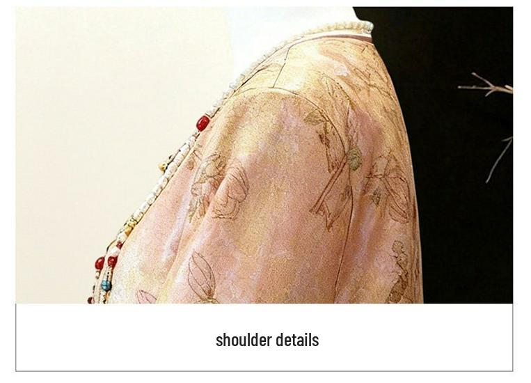 Spring/Autumn Floral Print Frog Button Coat for Middle-Aged & Elderly Women - Chinese Style Mother's Day
