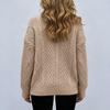Women's Cable Knit Pullover V-Neck Long Sleeve Loose Fit Color Sweater for Fall Winter