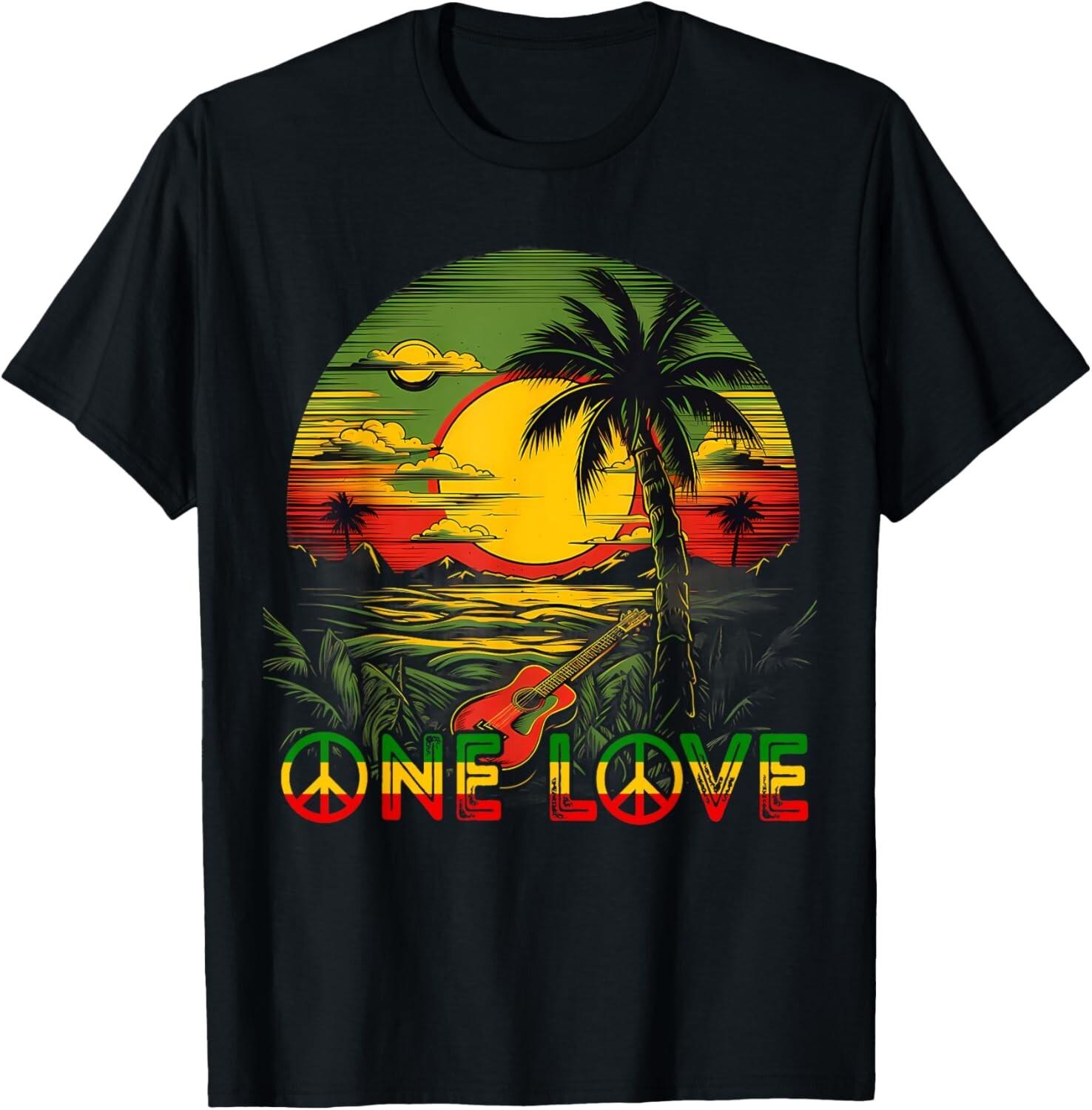 Reggae Music Guitar Rasta Pride Jamaica Rasta Reggae Sunset T-Shirt XXXL