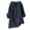 Women's V Neck Long Sleeve Linen Shirt Loose Fit Casual Commuter Blouse for All Occasions