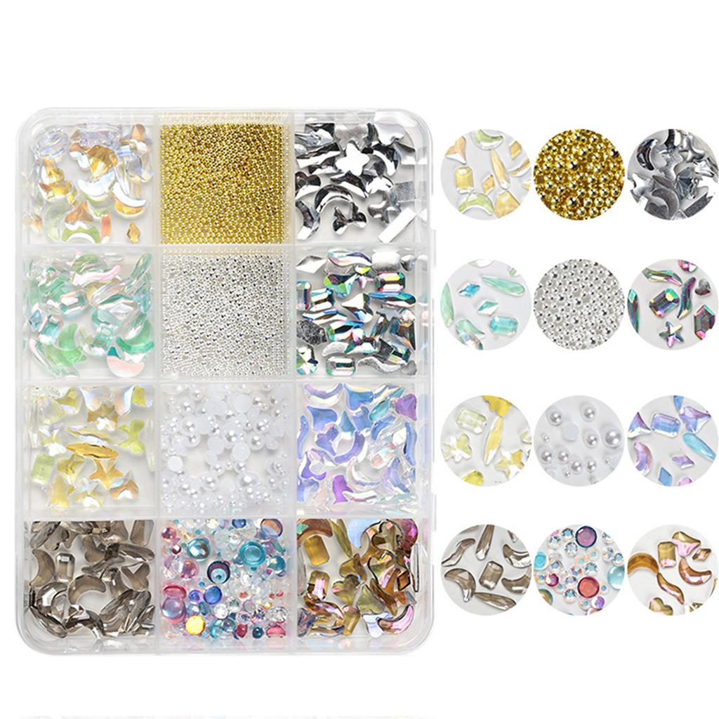 1Box Acrylic Butterfly Flower Bear Nails Art Pendant 3D Nail Charms Designs Metal Applique Jewelry Accessories