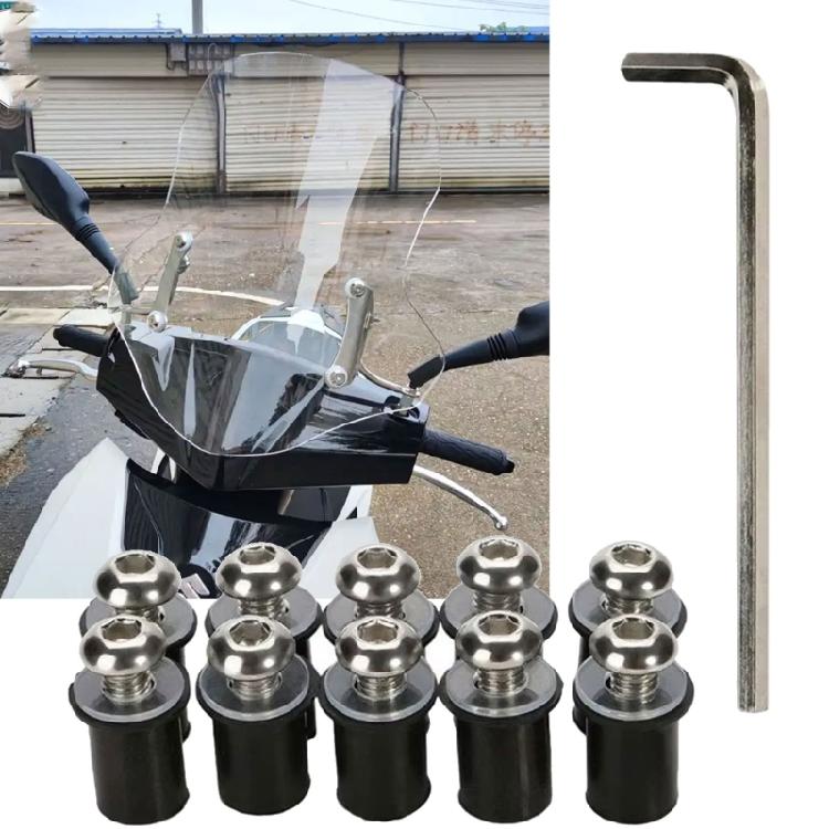 10pcs Motorbike Accessories Easy Installation Windshield Mount Aluminum Fastener Kit M5x16mm Windscreen Screw Bolts Nuts