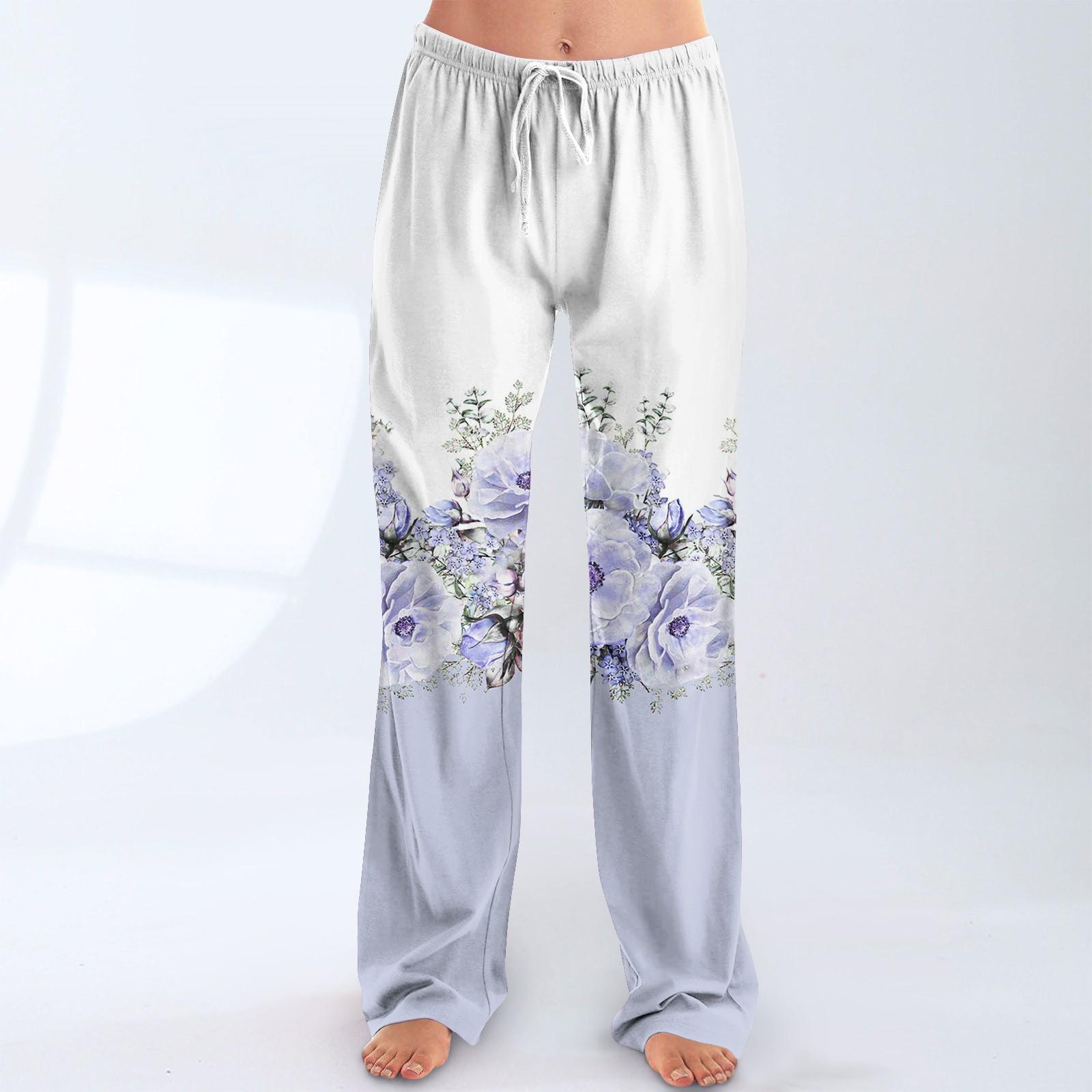 

Женские пижамные штаны, одежда для сна, повседневные брюки с эластичной резинкой на талии, удобные прямые свободные брюки для йоги XXXL фиолетовый
