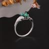925 Sterling Silver Women Ring Created Pear 7*10mm Emerald Nano Rhodium Plating Jewelry for Women Anniversary Party Gifts