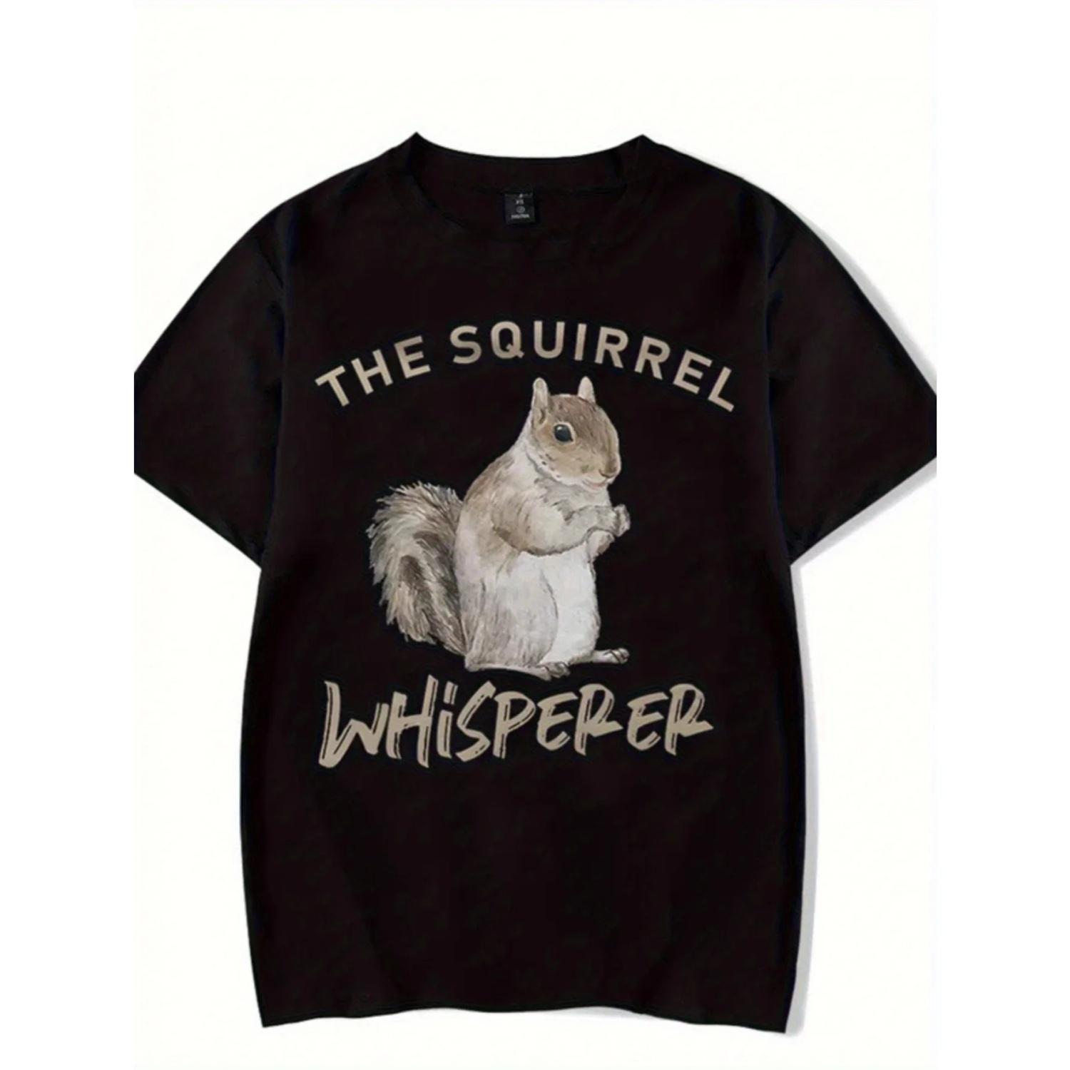 

Summer clothing women s squirrel pattern printing men s short-sleeved T-shirt spring and summer fashion comfortable round neck s XXXXXL чорний