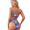 Ženy Triangle Oversize Split Bikini Suit Set Kravata Strana G-String Tanga Plavky Suspender Podprsenka Květinový potisk