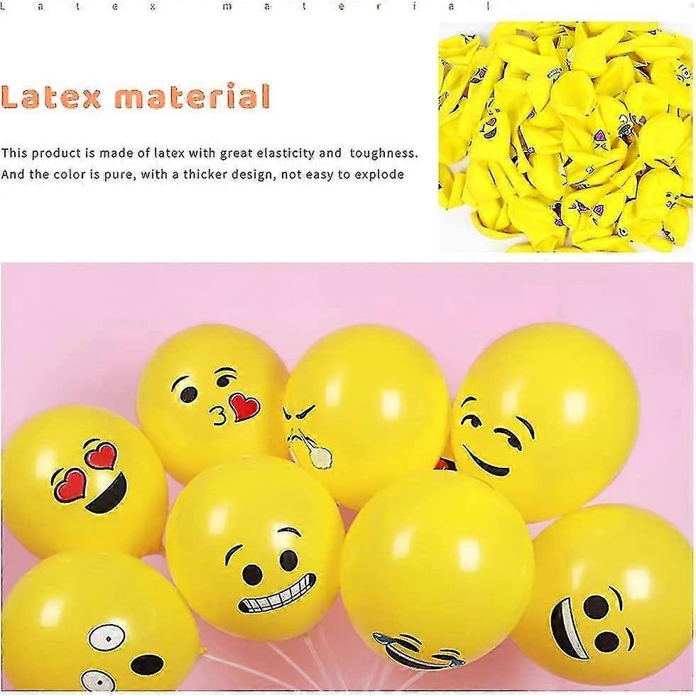 100 Balloons Helium, Emocions Balloons Smiley, Party Balloons Yellow Set, Latex Balloons For Birthday Decoration Wedding Party