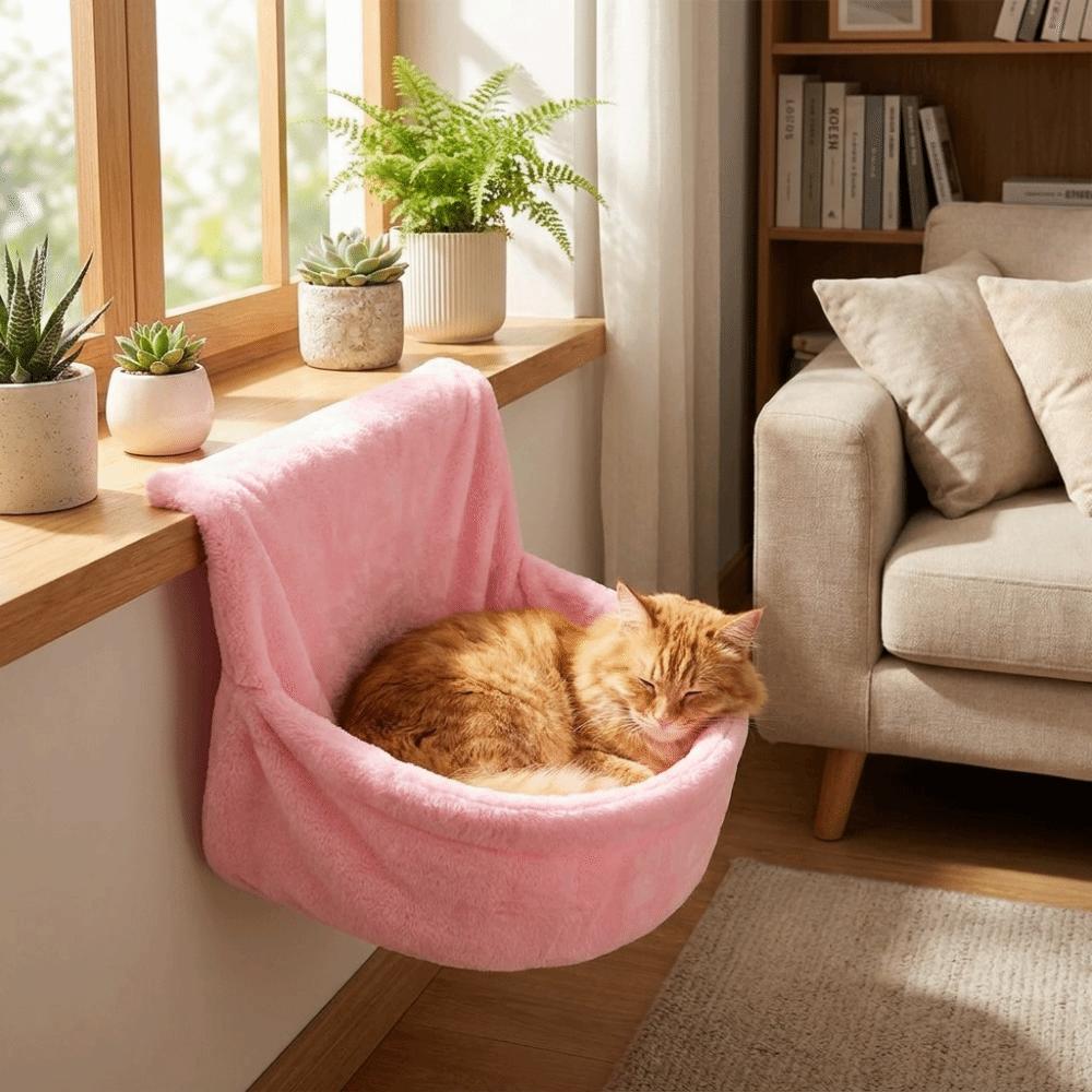 Warm Plush Hanging Cat Bed Semicircle Plush Sleeping Nest Cat Sleeping Bag Autumn Winter