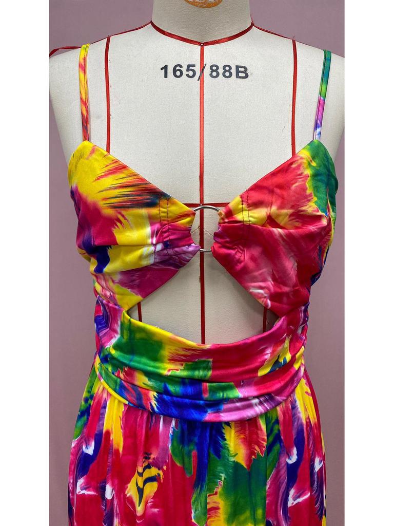 2025 European & American Sexy Sleeveless Backless Printed Maxi Dress for Women