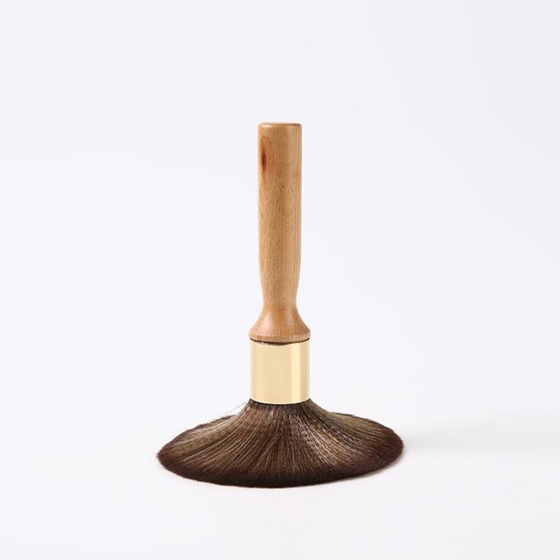 Fiber Hair Cleaning Brush Natural Wooden Handle Barber Tool For Stray Hair Removal And Maintenance