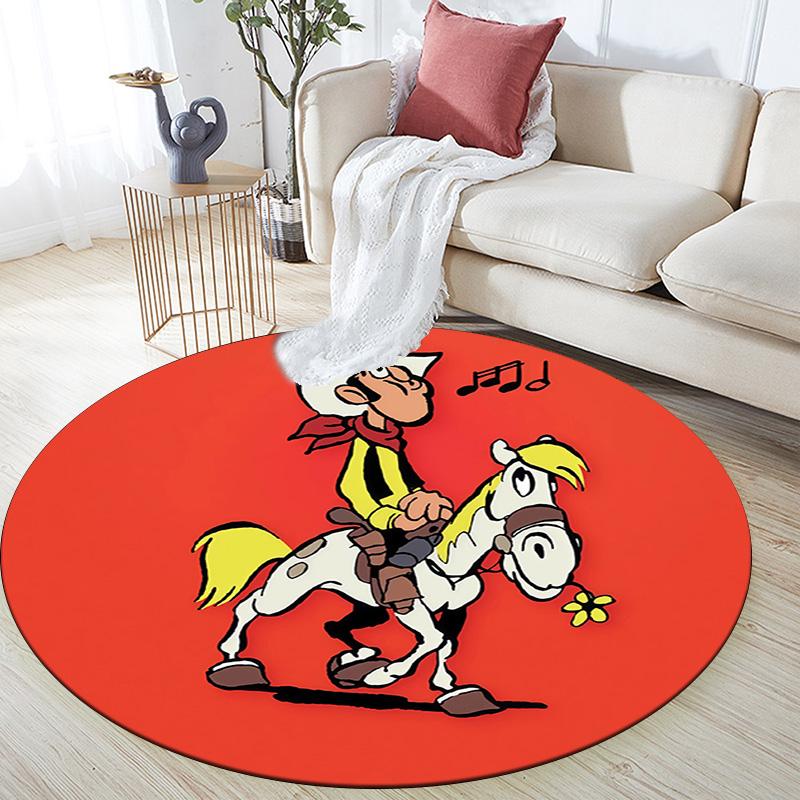 Lucky Luke2 Round Area Rug,Carpet Rug for Living Room Bedroom Sofa Playroom Decor,Non-slip Floor Mat