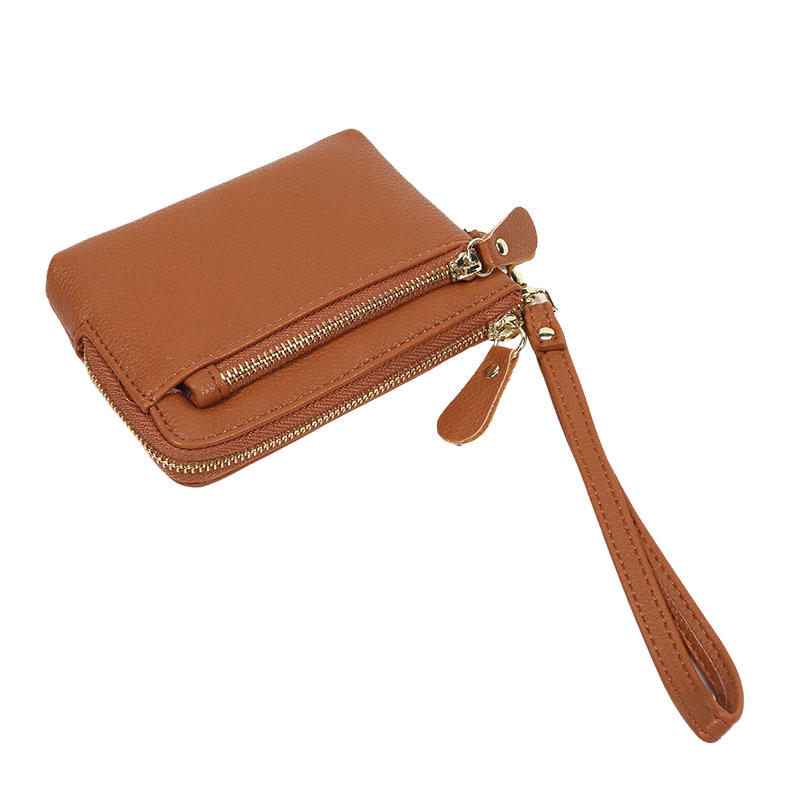 Vintage PU Leather Short Wallet With Zipper Coin Pocket Multiple Card Slots And Wrist Band Casual Portable Card Clip