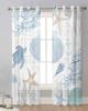 Marine Coral Shells Starfish Sea Turtles Jellyfish Blue Sheer Curtains Living Room Window Curtains Kitchen Tulle Voile Curtains