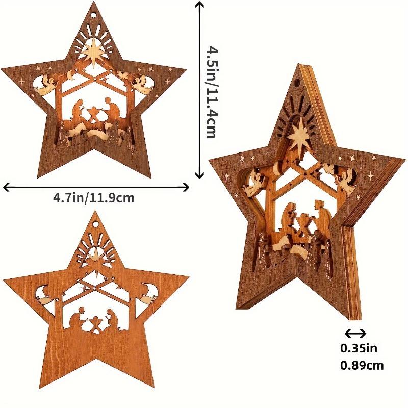 Christlicher Weihnachtsstern-Ornament, Krippendekoration, Holz, umweltfreundlicher Sternanhänger für Weihnachtsbaumgeschenke