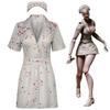 Movie Silent Hill Cosplay Nurse White Bloodstained belt and hat Uniform Halloween  Costume Fancy Halloween Dress for Woman