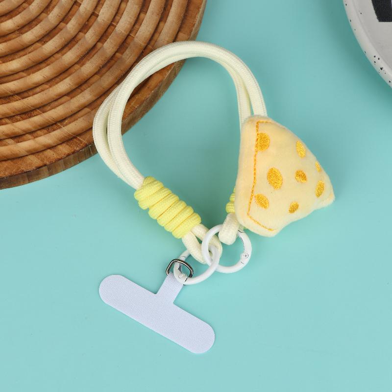 

Cute Plush Cheese Phone Strap Braided Rope Mobile Phone Charms Keychain Ccd Camera Lanyard Universal Phone Case Pendant S