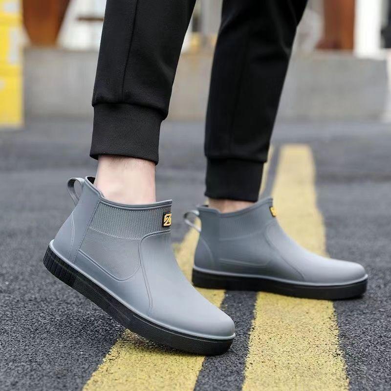Stock Available Low-Top Thermal Gumboot Waterproof Rubber Boots Fabric Lining Upper Rain Boots