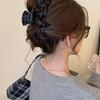 1pc Autumn/Winter New Collection Retro Style Black Grey Grid Velvet Hairpin with High Grade Hairpin and Shark Clip Headpiece