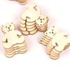 10pcs 17mm Bear Pattern Wood DIY Crafts Scrapbook DIY For Home Decor Natural Wooden Ornaments Accessories Embellishment