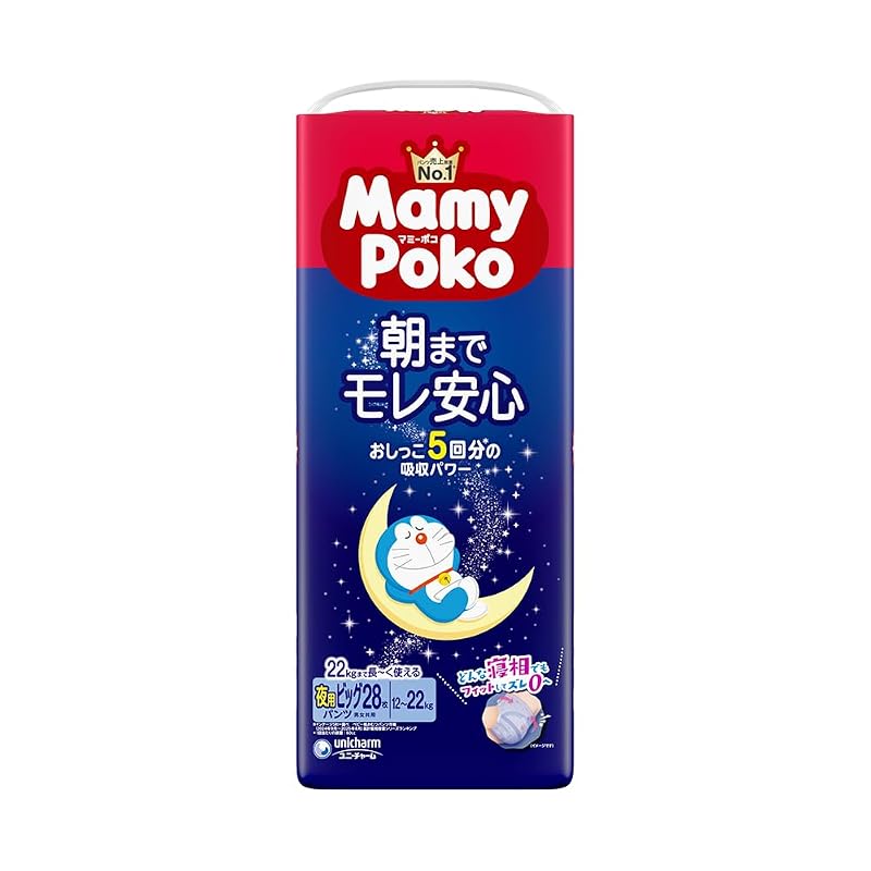 [Большой Размер Подгузники-Трусики] Mamypoko Ночные Трусики Doraemon Подгузники (12-22 кг) 28 штук