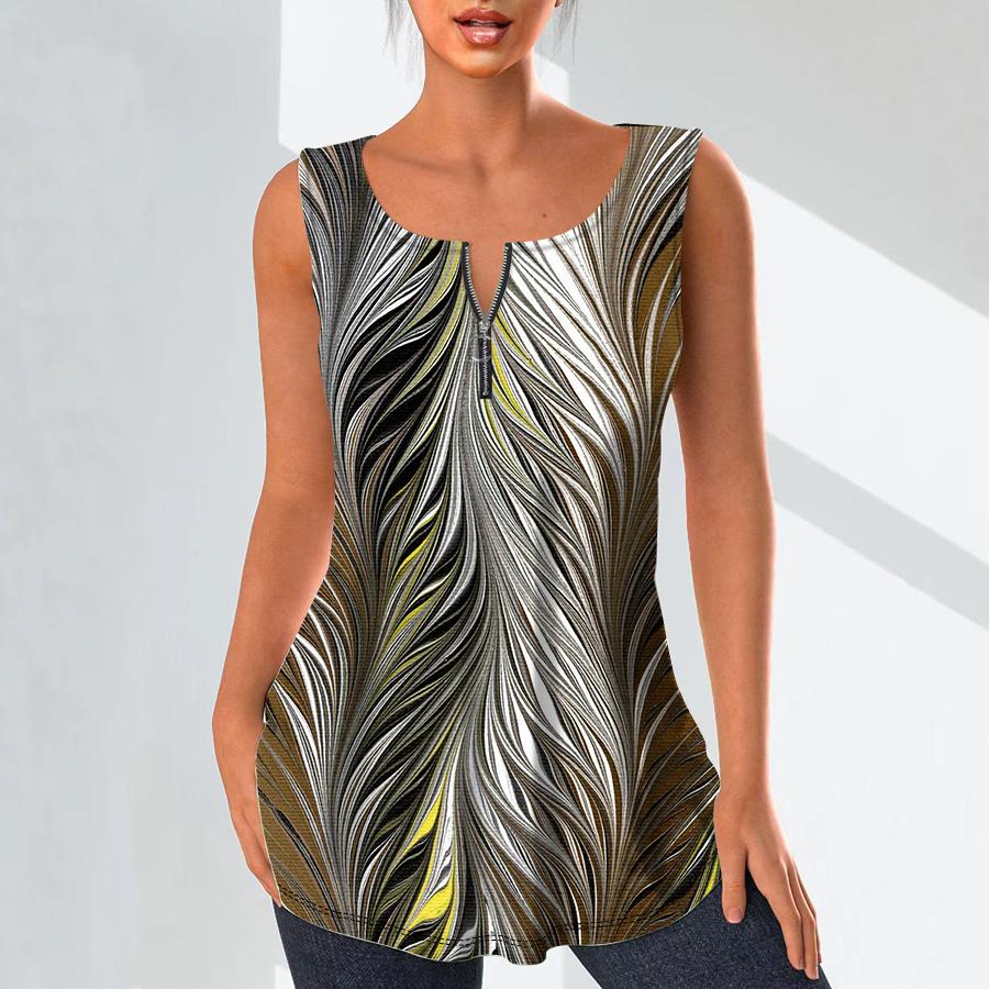 

Женские модные рубашки с v-образным вырезом, повседневные топы, футболка, женский жилет с 3D-принтом из перьев, блузка без рукавов больших размеров, топы на бретелях 6XL жёлтый