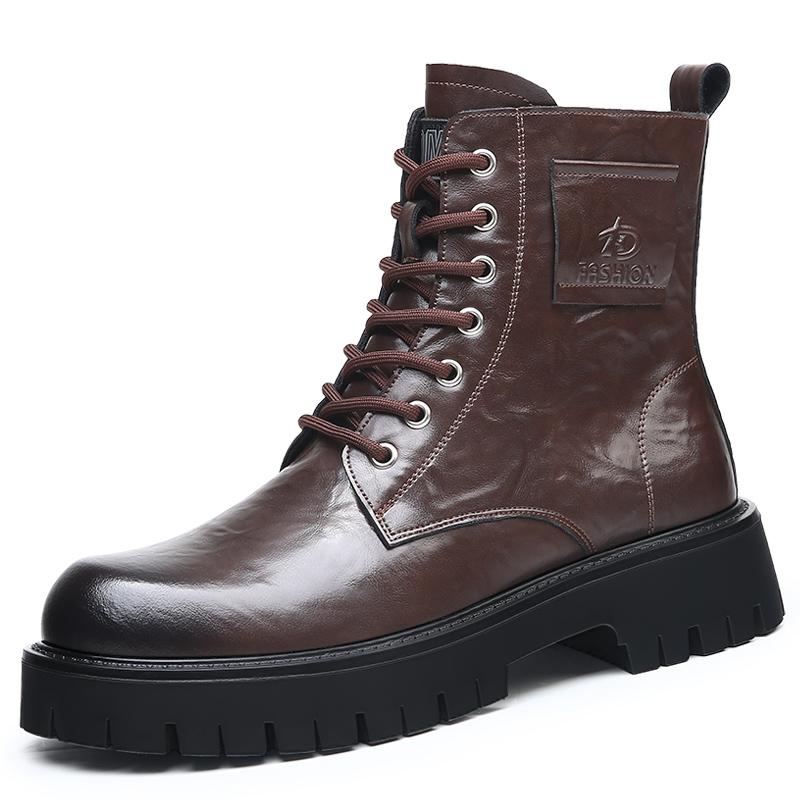 

Элегантные простые мужские кожаные ботинки на платформе с высоким верхом и квадратным носком, британские ботинки «Челси» для мужчин, официальная деловая обувь класса люкс, осень 38