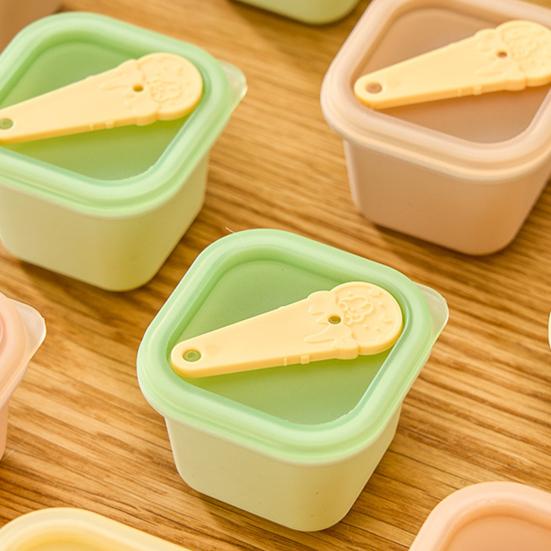 Ice Cube Mold with Handle Sealed Lid Easy Release Food Grade Silicone Ice Cube Mold Baby Food Supplement Freezer Tray
