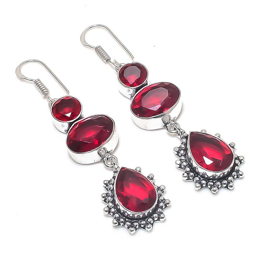 

Natural Garnet Gemstone Handmade 925 Sterling Silver Earring 2.56 T0y25