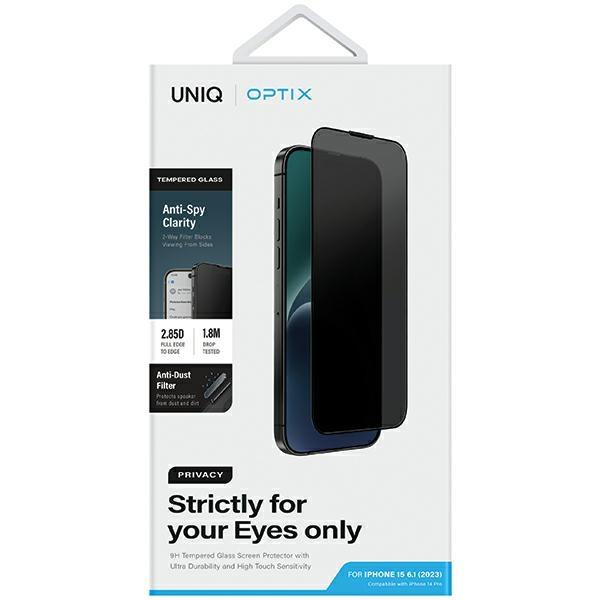 UNIQ Optix Privacy iPhone 15 6.1" / 14Pro 6.1" Privacy Tempered Glass with Applicator
