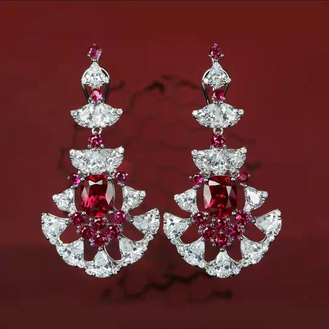 Solid 925 Sterling Silver Origin Ruby Gemstone Jewelry Earring For Women Fine Aros Mujer Oreja Silver Orecchini Drop Earrings