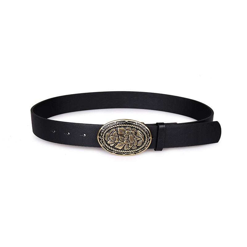 Spring New Independent Station Women's Retro Tang Straw Buckle Belt Fashionable Versatile Women's Belt