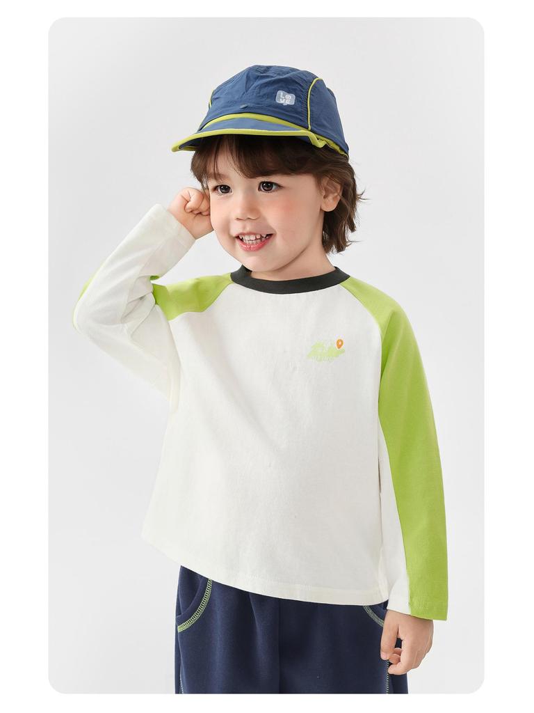 2026 New Boys' Pure Cotton Long-Sleeve T-shirt for Spring/Autumn - Baby Toddler Kids Base Layer