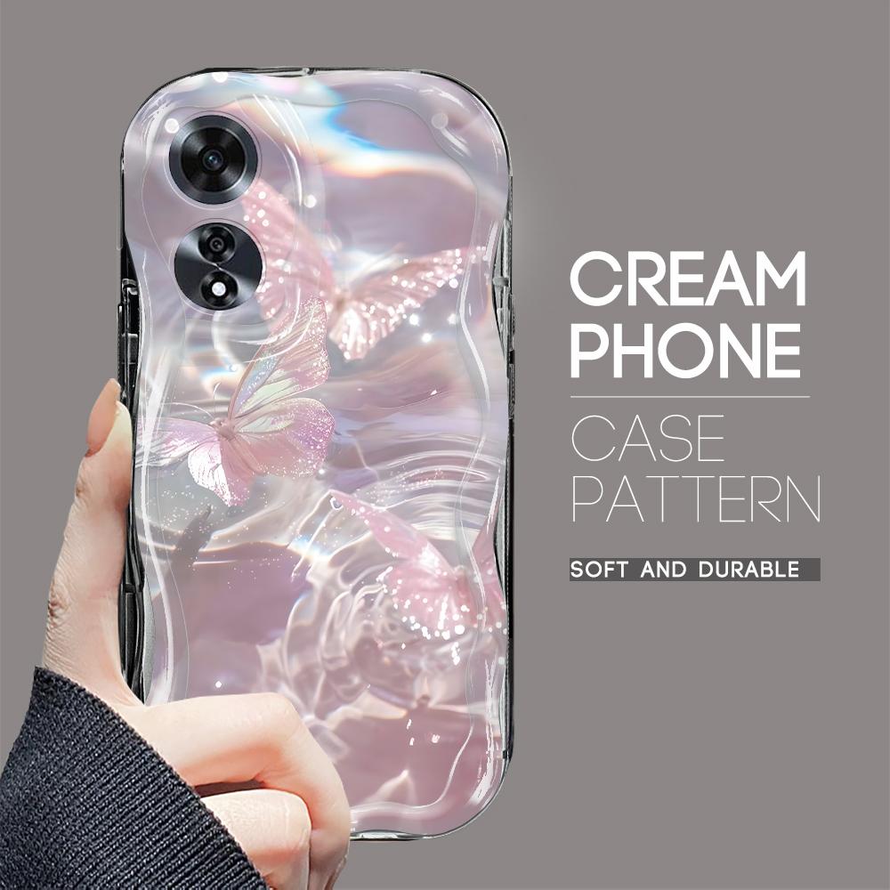 For OPPO A12 A15 A38 A58 A60 A76 A92 Reno8 11F 11Pro 12 Realme 10 12Pro 14 C35 C63 Fashion Girl Cream Texture Soft Silicone Full Lens Protect Casing