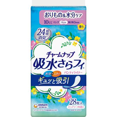 Charm Nap Absorbent Sarafi Long Panty Liner, Pure Soap Scent 28sheets Light Incontinence Sheet Charm Nap