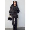 Relaxed Batwing Sleeve Top & Crochet Long Pants Knit Set