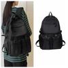Harajuku Students School Bag Solid Color Shoulders Bag Simple Canvas Backpack  Travel