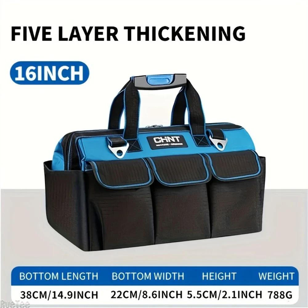 1680D Waterproof Tool Bag Oxford Cloth Handheld Wear Resistant Toolkit Portable for Electrician Carpenter Repair Installation