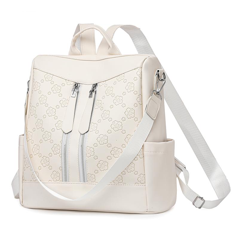 Women's Commuter Soft Leather Backpack Printed Backpack