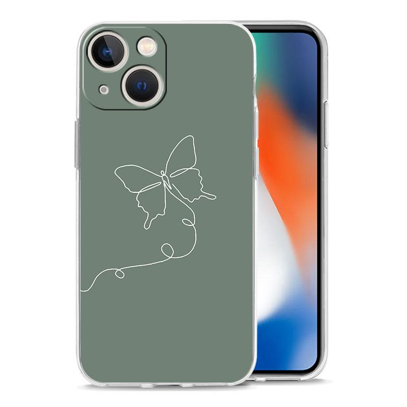 Phone Case For iPhone 15 14 13 12 Mini 11 Pro Max XS X XR 7 8 Plus Clear Shockproof Silicone TPU Cover Flower
