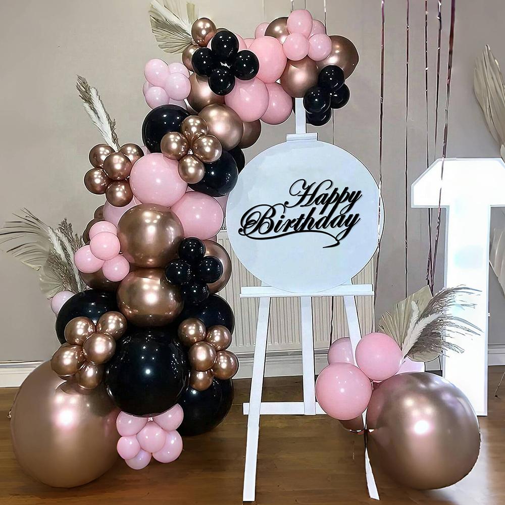 116pcs Black Pink Balloon Rose Golden  Balloons Garland Arch Kit For Birthday, Wedding, Graduation, Anniversary, Celebrations, P