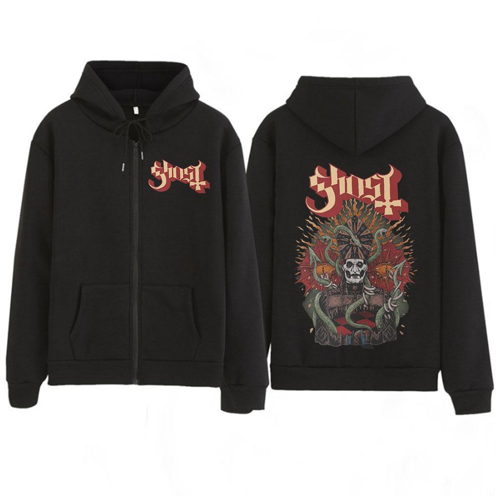 Ghost Skeletour World Tour Album Harajuku Zipper Hoodies Unisex Gothic Oversized Zip Up Sweatshirts Harajuku Hip-hop Coat